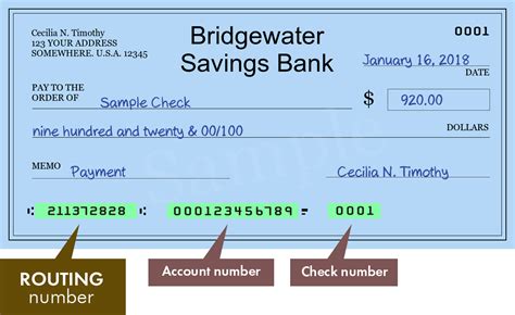 bridgewater savings bank routing number